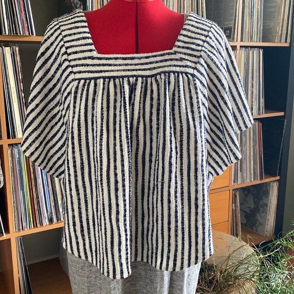 Madewell stripe top w/ curved hem - Picture 1 of 9